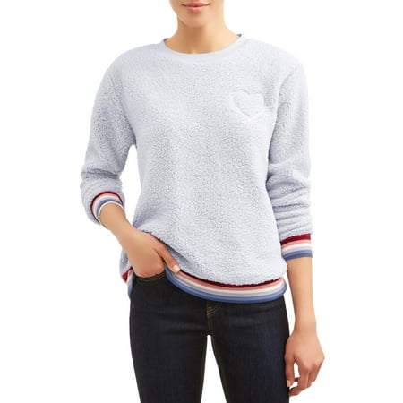 EV1 from Ellen DeGeneres Sherpa Fleece Heart Patch Ombre Sweatshirt
