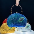 thumbnail image 5 of Handheld Women's Evening Clutch Bags Seashell Peacock Beaded Bag Banquet bag Handbags Bridal Wedding Purses,Gold, 5 of 11