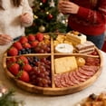 thumbnail image 6 of Utoplike Large Acacia Lazy Susan for Table Top, Rotating Round Serving Tray, 17.7'' Wood Charcuterie Board with Raised Edge and Removable Dividers for Cheese, Snacks, and Parties, 6 of 8