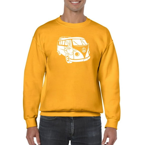 Vintage Car Peace Sign Sweatshirt Men -GoatDeals Designs, Male Medium
