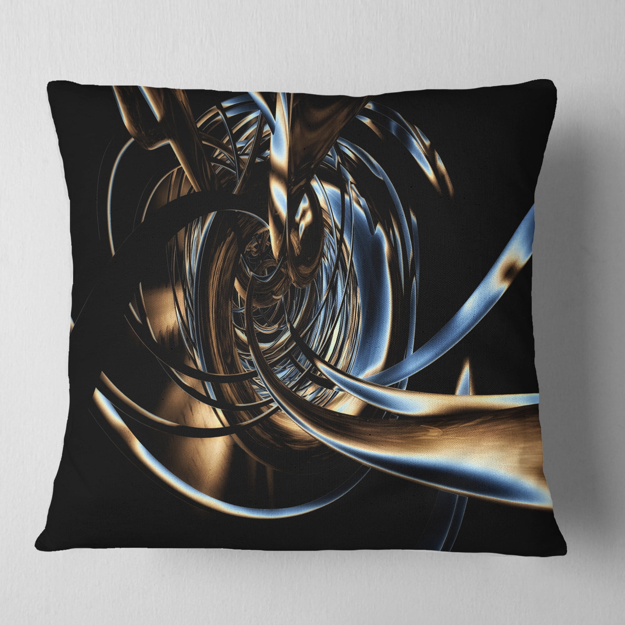 Designart Fractal 3D Tangled Stripes - Contemporary Throw Pillow - 18x18