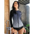 thumbnail image 5 of Attraco Style Women Long Sleeve Rash Guard Sun Protection 50+ Zipper Gradient Swimsuit Top, 5 of 6