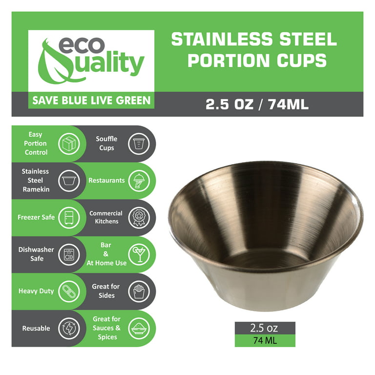 Stainless Steel Sauce Cups 2.5 oz Ramekins for Condiments Dipping