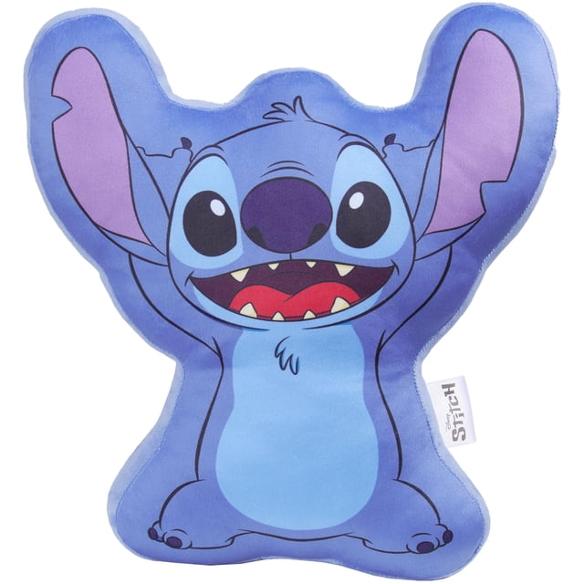 Cojín de cojín de felpa Disney Stitch 3D para niños, azul, 34 cm de largo x 32 cm de ancho