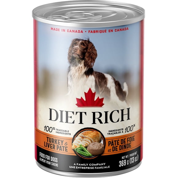 Diet Rich Turkey & Pork Liver Pate Wet Dog Food, 300-g can, case of 12