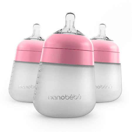 Nanobebe Flexy Silicone Bottles, 3 Pack, Pink, 9oz