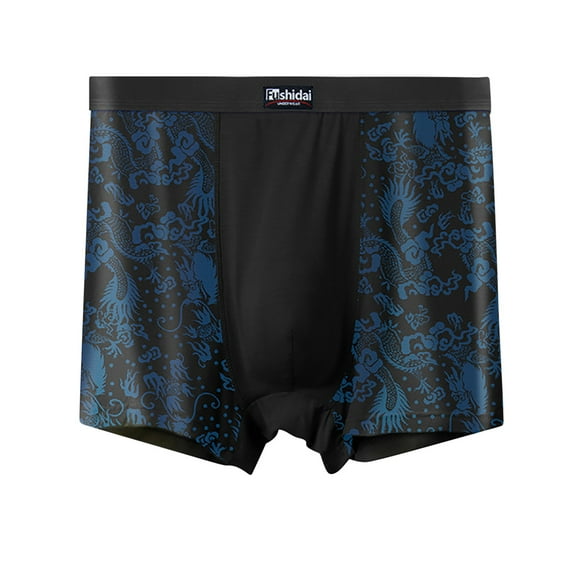 TFEOQRY Boxers Briefs for Men Cotton High Waist Plus Size Flat Underwear Wide Waistband Stripe Four Corners Underwear Black