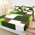 thumbnail image 5 of Castle Fairy Geometric Offset Square Block King Sheets 4pcs,Mid Century Mosaic Bedding,Olive Lime Brown,1 Flat Sheet, 1 Fitted Sheet and 2 Pillowcases, 5 of 7