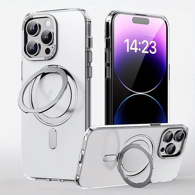For IPhone15 Mobile Phone Case 360 Rotating Fulcrum Five Metal Stand For Apple 14 Promax Protective Case