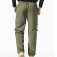 thumbnail image 4 of Ceisia Men Solid Color Fleece Multi Pocket Work Pants Loose Drawstring Gift Elastic Cuff Trousers, 4 of 7