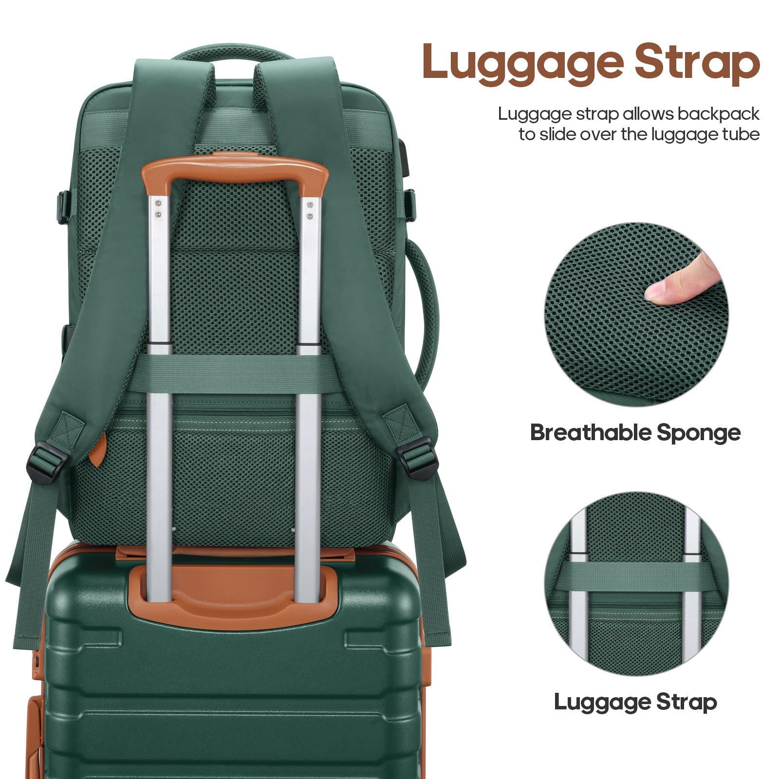 MIUSSE Carry on Luggage Set 3 Piece Hard Shell Luggage Sets with YKK Zipper Spinner Wheels TSA Lock Carry on with Backpack Set