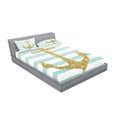 thumbnail image 2 of Ambesonne Vintage Fitted Sheet & Pillow Sham Set, Marine Golden Anchor, Queen, Pale Blue White, 2 of 2