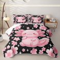thumbnail image 2 of Erosebridal Kawaii Axolotl Twin Quilt Set,Cherry Blossom Stars Print Twin Coverlet Set For Girls,2-Piece, 2 of 7
