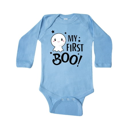 

Inktastic My 1st Boo with Cute Ghost Gift Baby Boy or Baby Girl Long Sleeve Bodysuit