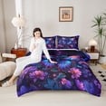 thumbnail image 4 of Manfei Teens Adults Flowers Gradient Butterflies 3 Pieces Queen Comforter Set,Spring Garden Ultra Soft Bedding Sets,Dreamy Princess Bedding Comforter Set Breathable,Super Cozy Room Decor,Reversible, 4 of 8