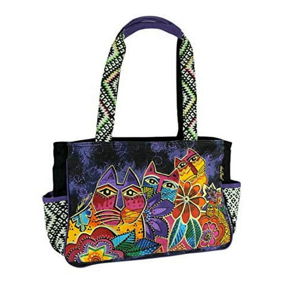 Laurel Burch Medium Tote 14.5"X4"X10"-Whiskered Cats