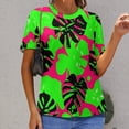 thumbnail image 6 of Animal Print Patterns Womens Tops Women's Fashion Casual Short Sleeve Flower Print Round Neck Pullover Top Blouse, 6 of 6