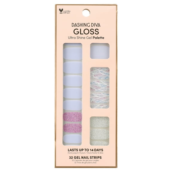 Dashing Diva GLOSS Ultra Shine Gel Palette, Gleam Queen, 32ct, Nail Stickers