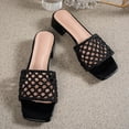thumbnail image 6 of Bxsruta Women's Breathable Crochet Mesh Slide Slippers with Low Block Heel for Easy Slip-On Casual Wear, 6 of 8