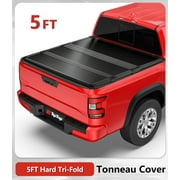 TIPTOP Tri-Fold Hard Tonneau Cover Truck Bed FRP On Top For 2009-2012 Suzuki Equator with 5ft Bed (59.5") | TPM3 |For Models With or Without The Deck Rail System|