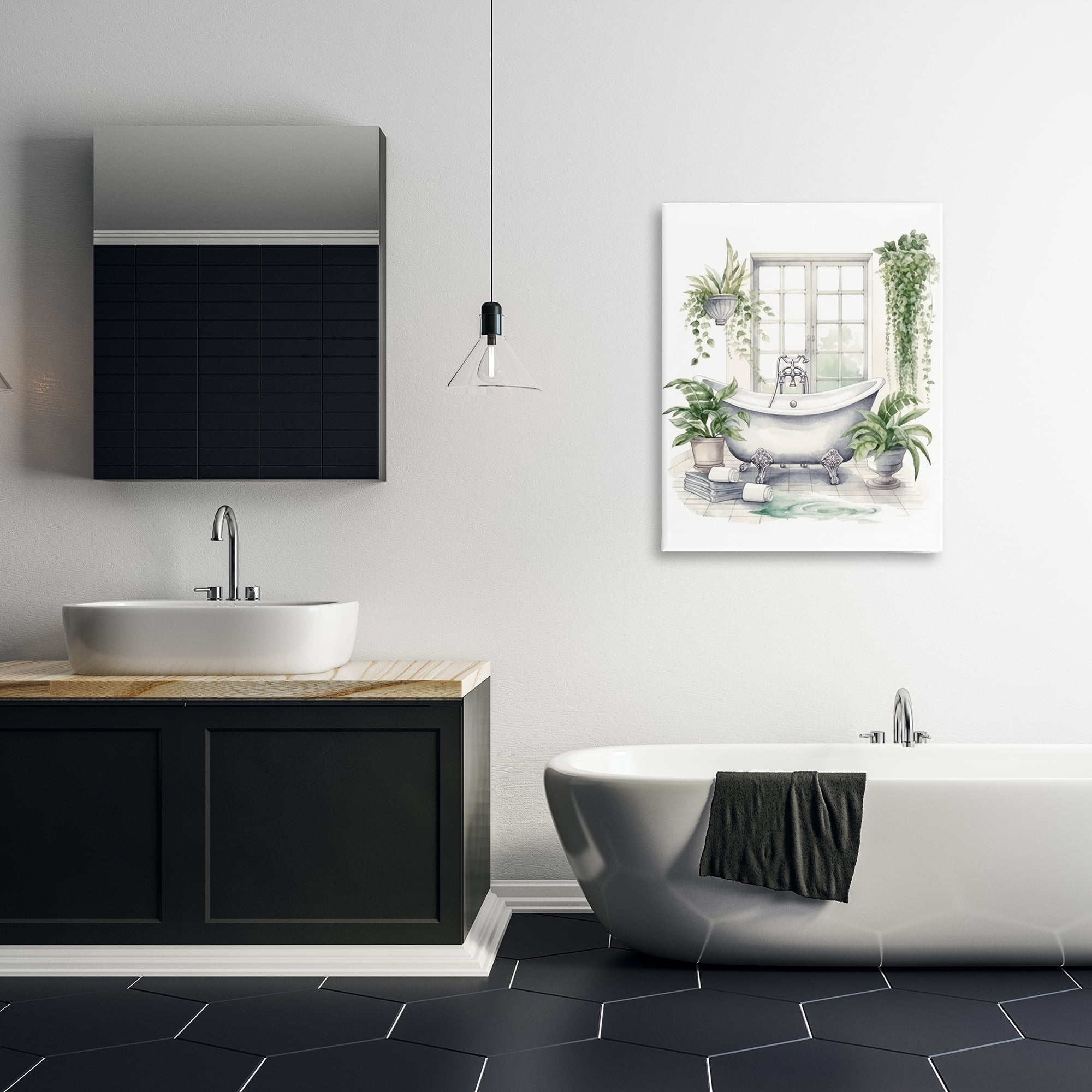 Lush Greenery Bathtub & Window Canvas Wall Art, design by Lettered and Lined
