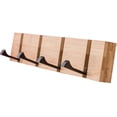 thumbnail image 5 of Wooden Wall Mounted Folding Rack, Modern Wall Floating Coat Hook Rack Space-Saving Sleek Hanger for Coats, Hats, Scarves, Key (Wooden 4 Hooks), 5 of 10