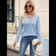 thumbnail image 5 of Blusas de Punto Gofre para Mujer, Camisas de Larga con Cuello en V, Blusas Casuales Elegantes, Conjuntos de Otoño 2025 Azul S, 5 of 10