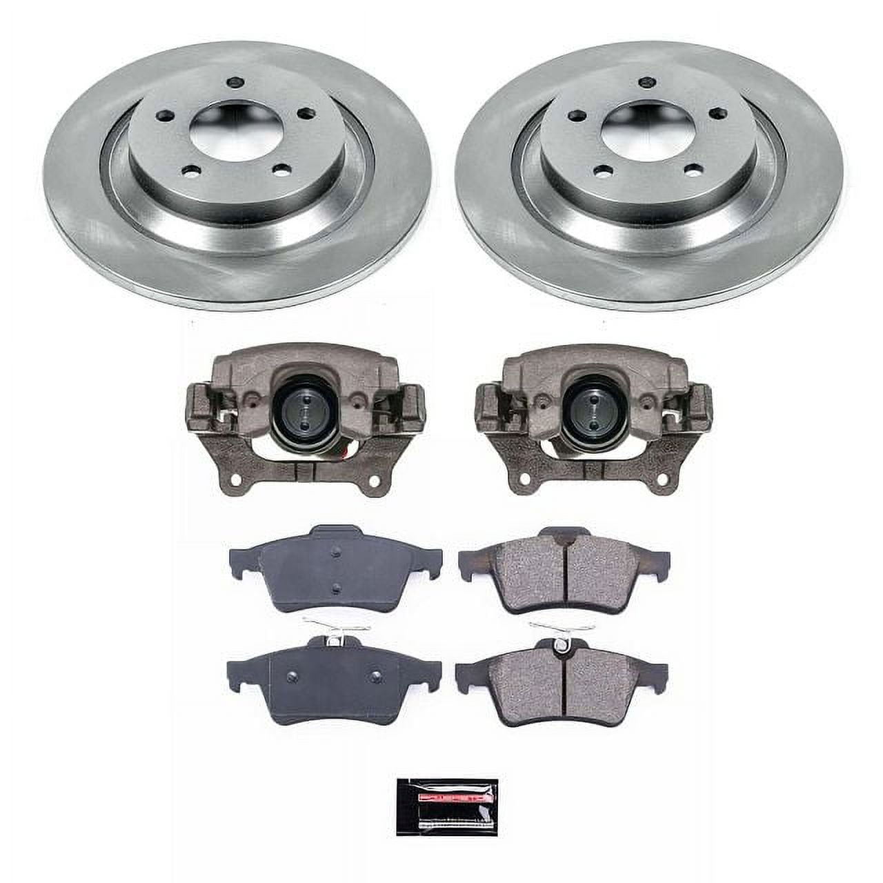PowerStop Rear Stock Replacement Brake Pad and Rotor Kit with Calipers Fits: MAZDA Select Models KCOE5842