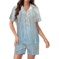 thumbnail image 1 of PRIYAL Ensemble de Pyjama de Luxe Naturel Bleu pour Femmes Shorts Deux Pièces Manches Courtes, 1 of 6