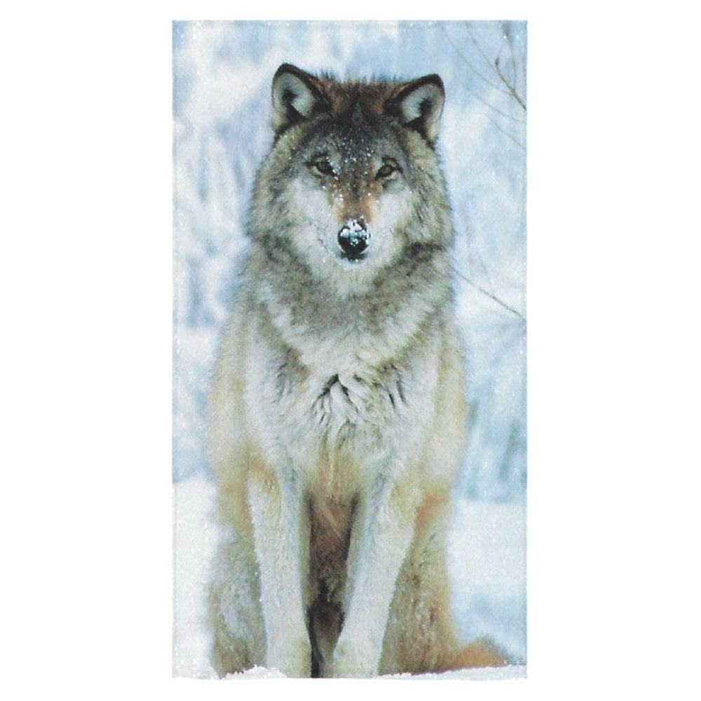 MKHERT Snow Wolf Bath Towel Shower Towel Wash Cloth Face Towels 16x28