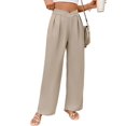 thumbnail image 2 of Womens Casual Solid Color Straight Leg Dress Pants Commute Work Trousers Khaki S, 2 of 9