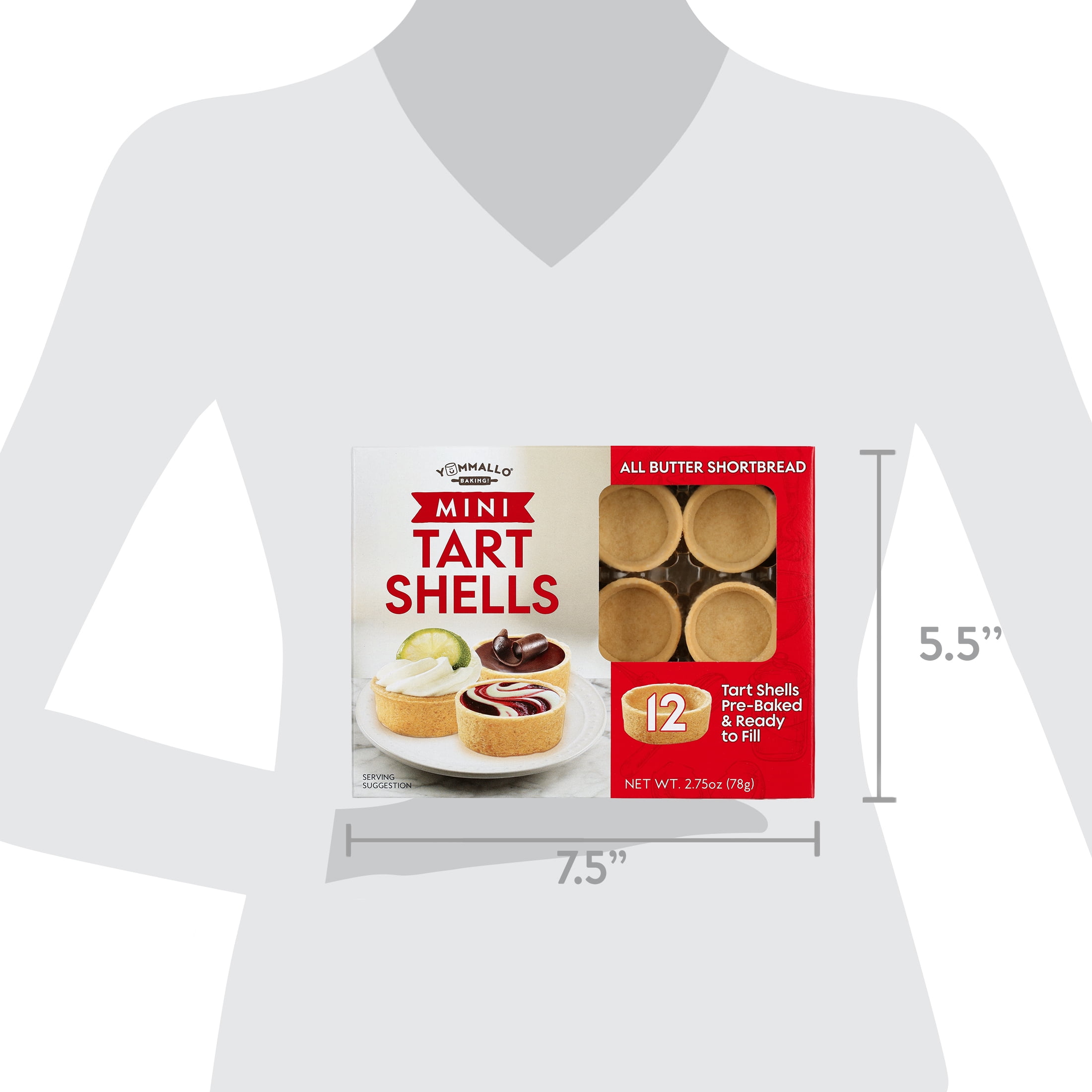 Yummallo Mini Shortbread Tart Shells, 12 count, 2.75 oz (78 g)