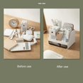 thumbnail image 2 of ziyahi Remotes Brushes Table Organizer with Drawer Home Office Tabletop Multifunctional Makeup Tool Stationery Storage Box White, 2 of 9