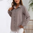 thumbnail image 4 of larppty Soft Button Down Stretch Shirts for Women, Breathable Casual Work Dress Tops (Coffee, L), 4 of 5