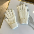 thumbnail image 4 of Naierhg 1 Pair Winter Couple Gloves Solid Color Knitting Touch Screen Full Finger Elastic Keep Warm Soft Washable Women Winter Gloves Riding Stuff keep warm Yellow, 4 of 8