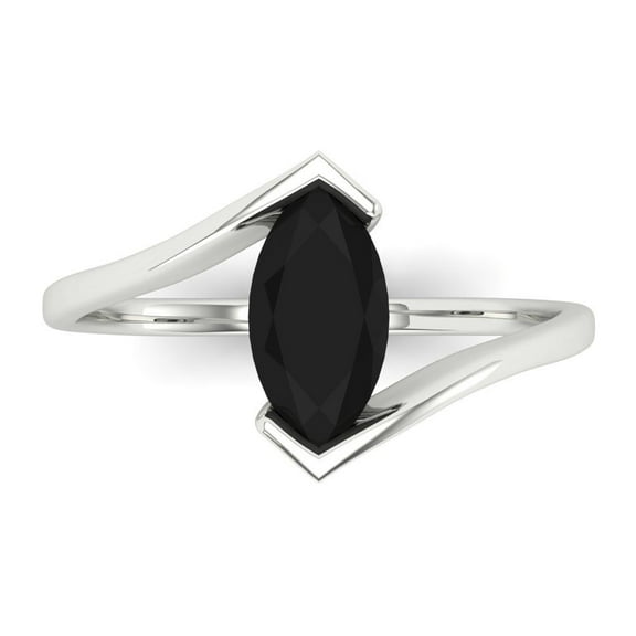 Solitaire Engagement Ring for Women - 1ct Natural Onyx in 14K White Gold Promise Ring