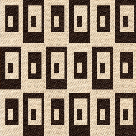 Ahgly Company Indoor Square Patterned Deep Peach Orange Area Rugs, 7' Square