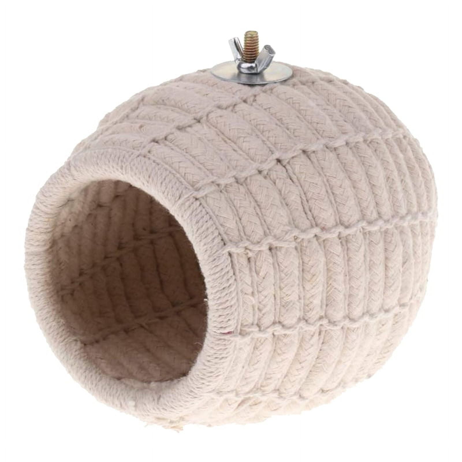 Beige Cotton Rope Bird Nest for Budgie Parrot Cage 13x14x7.5 cm Nesting Bed