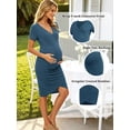 thumbnail image 2 of Short Sleeve Summer Maternity Dress for Woman Ruched Pregnancy Clothes, 2 of 7