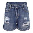 thumbnail image 6 of YVNAURA Women's High Rise Stretchy Denim Shorts Summer Casual Jean Shorts with Pockets Ripped Distressed Raw Hem Y2K Mom Shorts Beach Vacation 2026,BU1,L, 6 of 8
