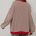 thumbnail image 4 of BODOAO Oversized Striped Crewneck Sweatshirt for Women Long Sleeve Color Block Pullover Tops Casual Loose Workout Shirt Women Oversized Striped Crew Neck Sweatshirt Loose Pullover Shirt Top Red M, 4 of 9