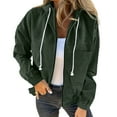 thumbnail image 2 of Zedker Corduroy Jacket Women Drawstring Hooded Pocket Zip Up Jacket Loose Shacket Coat, 2 of 8