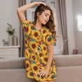 thumbnail image 3 of Disketp Colorful Bohemian Sunflower para Camisón Corto de Manga Corta para Mujeres, Camisón Cómodo con Escote Redondo, Bonito y Confortable, 3 of 6