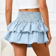 thumbnail image 4 of DHFJKG Women Summer Denim Skirt With Layered Ruffle Design Elastic Waist Mini Jean Skirts Flowy Trendy Skirt, 4 of 5