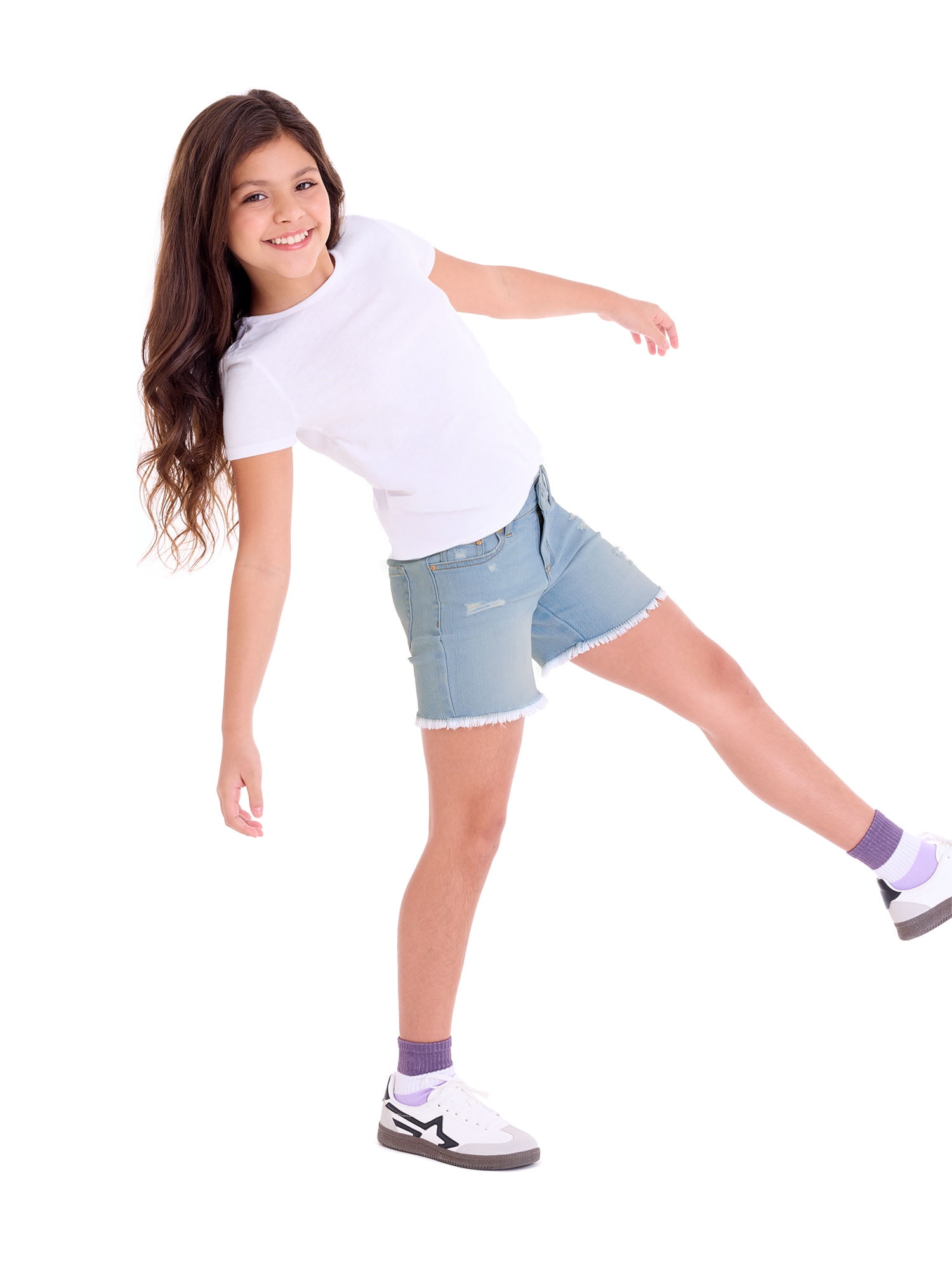 Jordache Girls Destructed 90's Midi Short, Sizes 5-18