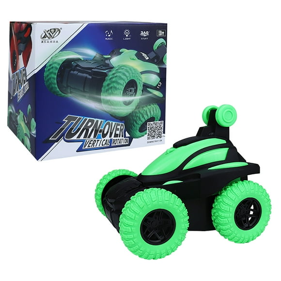 Voiture Télécommandée Cascade Verte pour Enfants avec Rotation à 360, Conduite Verticale à 90°, Effets Sonores, Lumières DEL, Véhicule Tout-Terrain, Taille 4,92 Pouces, Poids 0,47 Lb