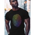 thumbnail image 2 of Colorful Fingerprint Men's T Shirts T-Shirt for Men Crew Neck Tees Cotton Tops, Black, M, 2 of 7