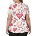 thumbnail image 4 of Womens Valentine Day Scrubs V Neck Cute Short Sleeve Medical Scrub Tops Love Heart Print Quick Dry Nursing Uniforms with Pockets Pink S, 4 of 5