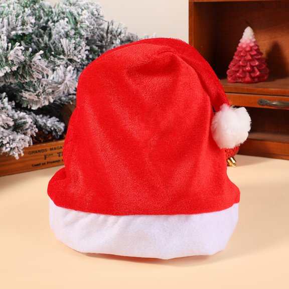 YTTAL Classic Santa Hat with Bell, Soft Velvet Christmas Hat for Adults, Unisex Xmas Holiday Costume Accessory