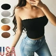 thumbnail image 4 of Women Off Shoulder Elastic Tube Tops Bra Blouse Bandeau Strapless Crop Top Shirt, 4 of 5